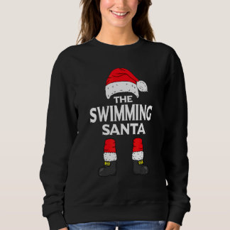 Sweatshirt Père Noël nageant en famille assorti pour Noël Pyj