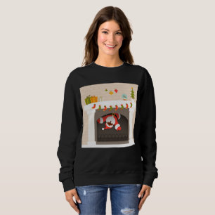 Sweatshirt père Noël noire coincée dans la cheminée sweatshir