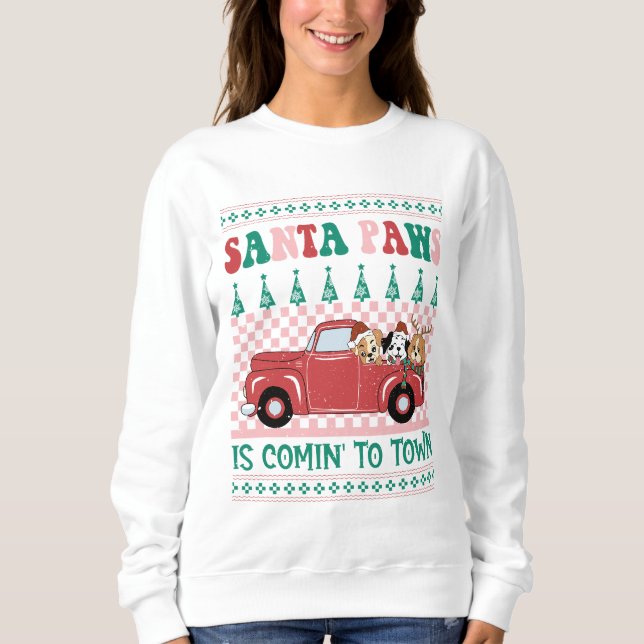 Sweatshirt Père Noël Paws Arrive À La Ville Vilaine (Devant)