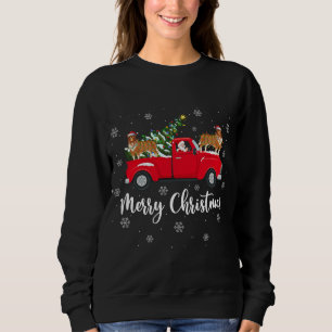 Sweatshirt Père Noël Riding Arbre de Noël Camion Arrière Roug