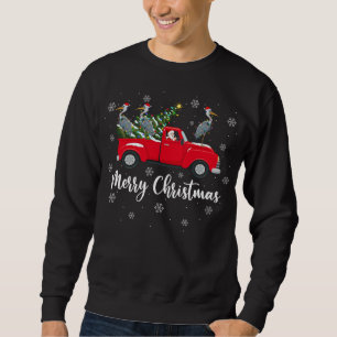 Sweatshirt Père Noël Riding Arbre de Noël Camion Heron Bird C