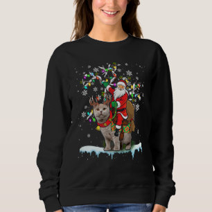 Sweatshirt Père Noël Riding British Shorthair Xmas Tree Père