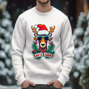 Sweatshirt Père Noël Squad Reindee Cool avec lunettes Noël