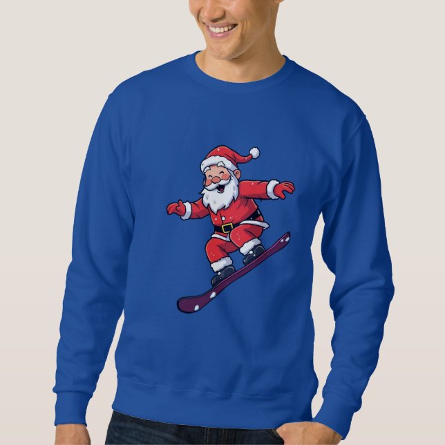 Sweatshirt Père Noël sur skateboard (Devant)