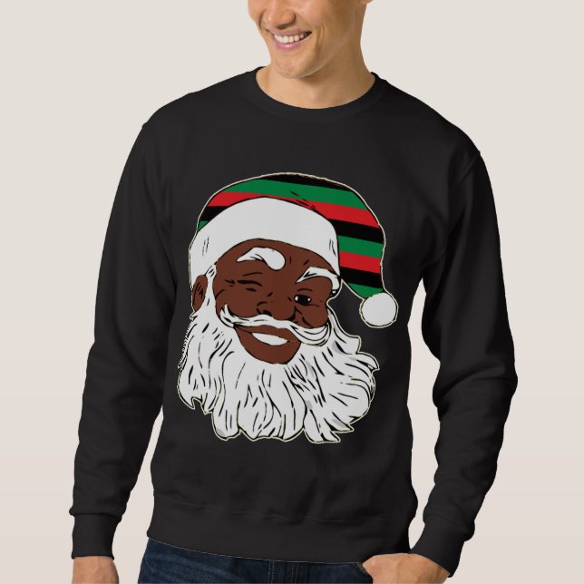 Sweatshirt Père Noël Winking Casquette du drapeau panafricain (Devant)