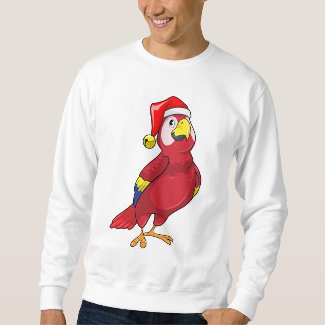 Sweatshirt Perroquet avec chapeau de Père Noël (Devant)