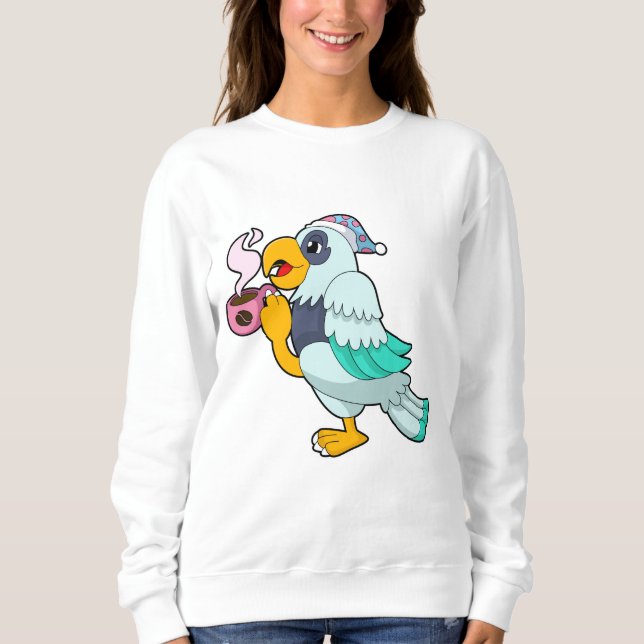 Sweatshirt Perroquet avec tasse de café (Devant)