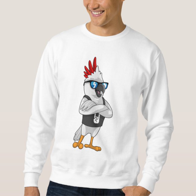 Sweatshirt Perroquet en tant que musicien avec lunettes de so (Devant)