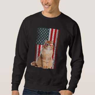 Sweatshirt Persian Cat  US Flag Sunglasses Independence Day