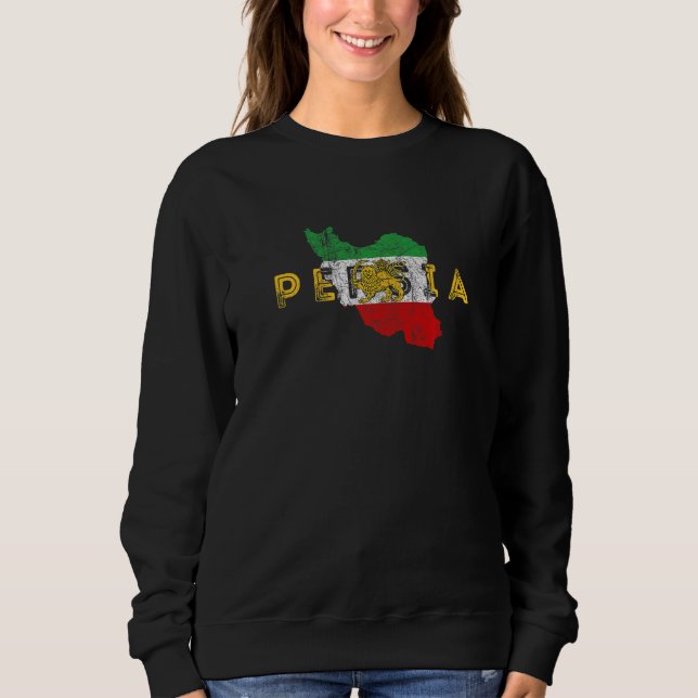 Sweatshirt Persian Map and Flag Souvenir  Distressed Persia (Devant)