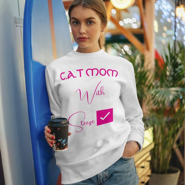 Sweatshirt Personalized Pet Lover Pink Script Funny Cat Mom (Créateur téléchargé)