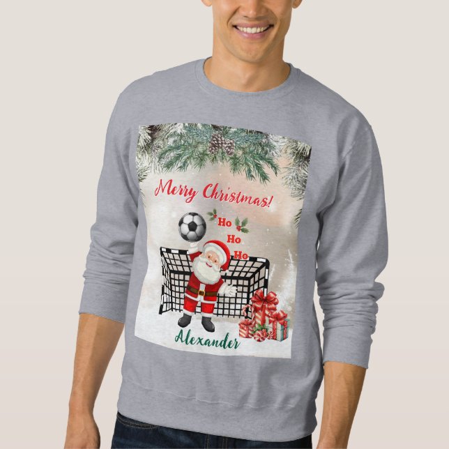 Sweatshirt Personalized Santa Soccer Christmas Santa Soccer (Devant)