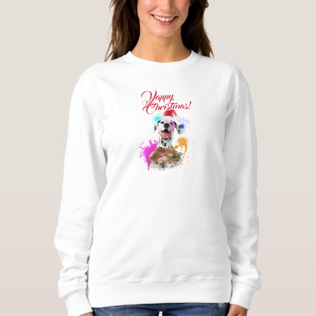 Sweatshirt Personnalisable joli Chien dalmate Joyeux Noël (Devant)
