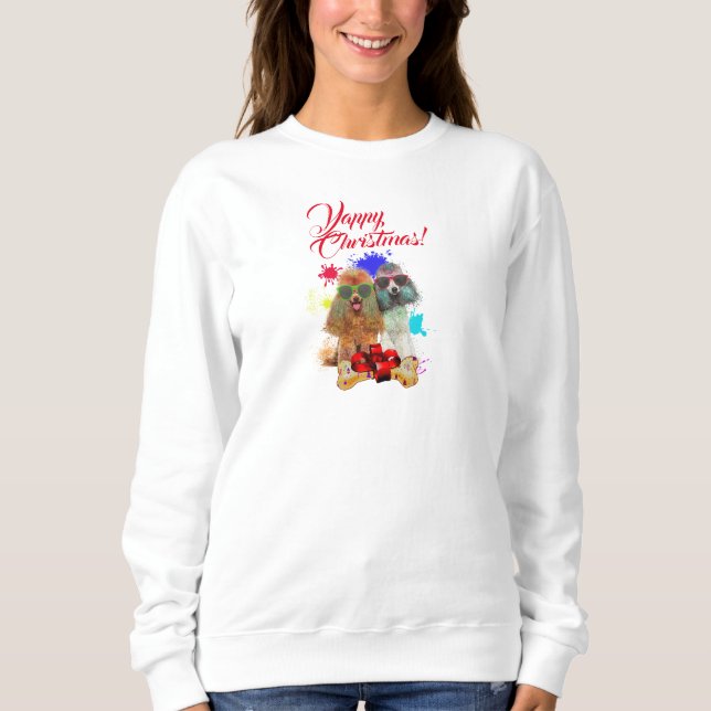 Sweatshirt Personnalisable mignonne chien de caniche Joyeux N (Devant)
