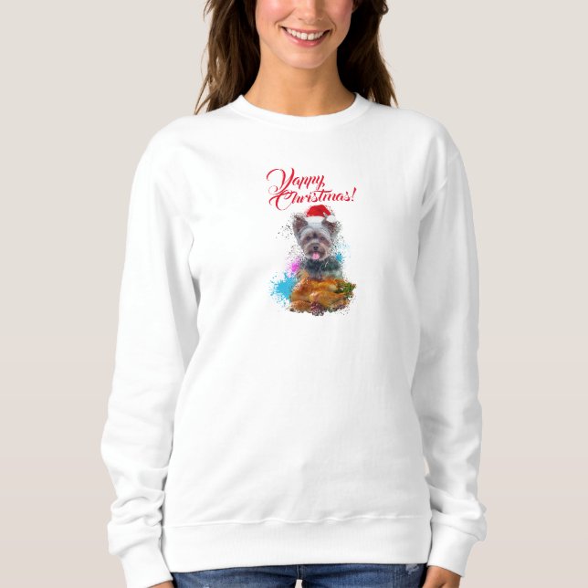 Sweatshirt Personnalisable Yorkie Chien Yappy Noël (Devant)