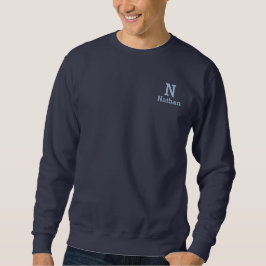 sweatshirt personnalisé bleu marine et bleu clair