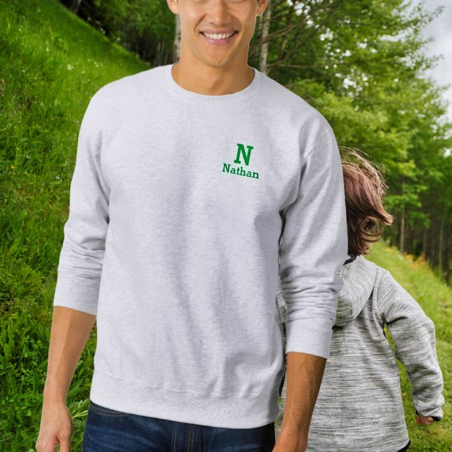 Sweatshirt personnalisé gris cendré et vert (Créateur téléchargé)