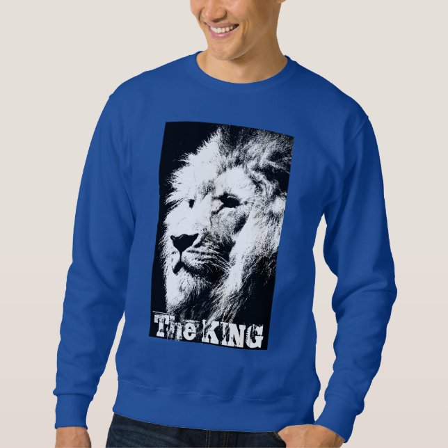 Sweatshirt Personnalisé Pop Art Lion Tête Le Roi Modèle Homme (Devant)