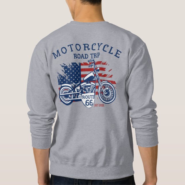 Sweatshirt Personnaliser Motorcycle Route 66 États-Unis Drape (Dos)