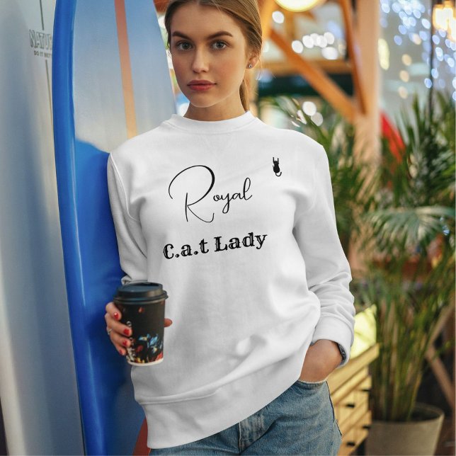 Sweatshirt Pet Lover White And Black Script Cat Mom Customize (Créateur téléchargé)