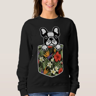 Sweatshirt Petit Chien Français À Chien À Chien À Fleur Hawai