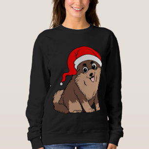 Sweatshirt Petit Chien Poméranien À Santa Hat Noël
