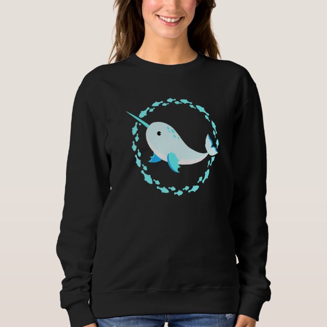 Sweatshirt Petit Mignonne Bébé Rire Narwhal Dans Le Cercle De (Devant)