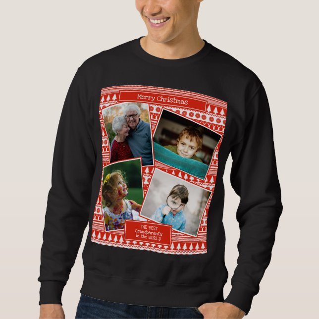 Sweatshirt Petits-enfants Photo Joyeux Noël Doux moche (Devant)