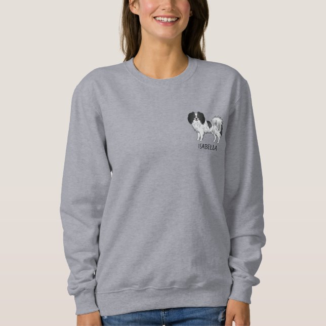 Sweatshirt Phalène Noir Et Blanc Avec Nom Personnalisé De L'A (Devant)