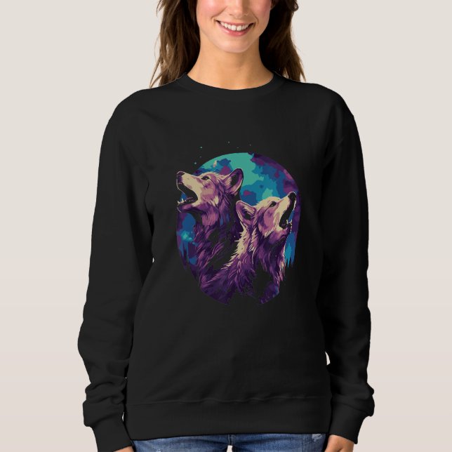 Sweatshirt Phenomenal Howling Wolves Wolf Pack Retro Awesomen (Devant)