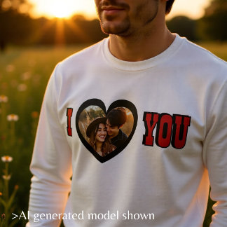 Sweatshirt Photo cœur romantique personnalisé Je t'aime