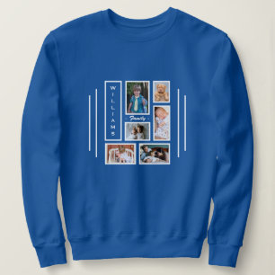 Sweatshirt Photo Collage Moderne tendance Bleu Personnalisé