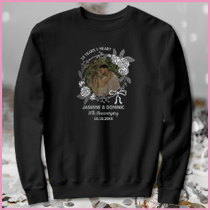 Sweatshirt Photo de 10e anniversaire floral gris et noir mode