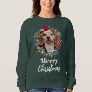 Sweatshirt Photo de animal de compagnie Red Santa Hat Dark Gr