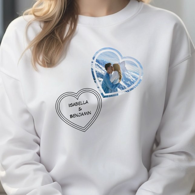 Sweatshirt Photo et noms personnalisés de la Saint-Valentin (Créateur téléchargé)