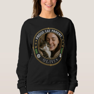 Sweatshirt Photo personnalisé "Fière parent de chat" Noir