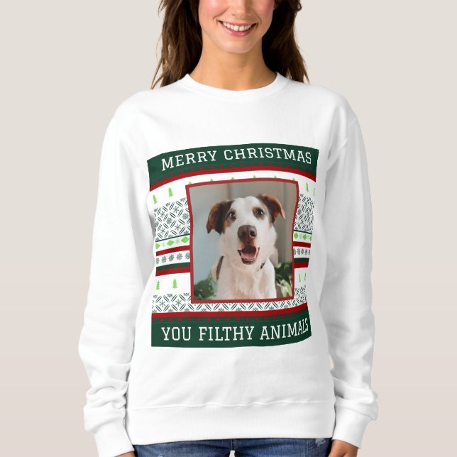 Sweatshirt Photo personnalisée Laid Chandail de Noël Drôle No (Devant)