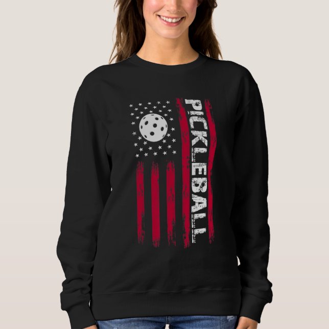 Sweatshirt Pickleball American Flag Patriotic USA Fun Leisure (Devant)