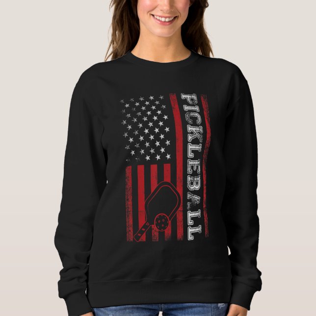 Sweatshirt Pickleball American US Flag Patriotic Cool Pickleb (Devant)