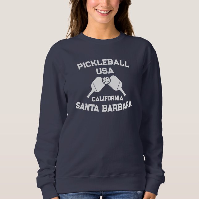 Sweatshirt Pickleball Paddle Ball Père Noël Barbara CA USA Cu (Devant)