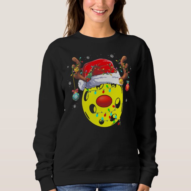 Sweatshirt Pickleball Xmas Reindeer Santa Hat Pickleball Chri (Devant)