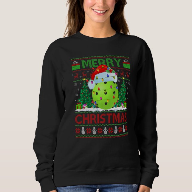 Sweatshirt Pickleball  Xmas Tree Ugly Santa Pickleball Christ (Devant)