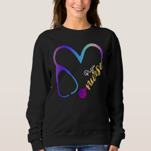 Sweatshirt Picu Nurse Watercol Love Heart Stethoscope Rn Nurs