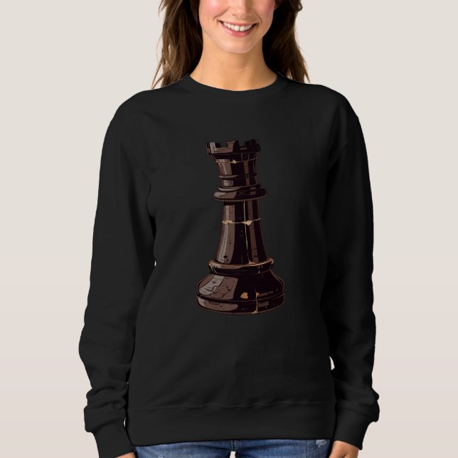 Sweatshirt Pièce d'échecs Black Rook Chess Club Rook Black Ch (Devant)