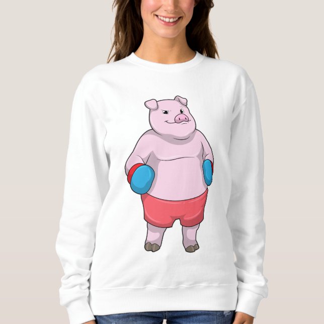 Sweatshirt Pig at Boxing with Boxing gloves (Devant)