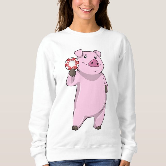 Sweatshirt Pig au Poker avec des jetons de Poker (Devant)
