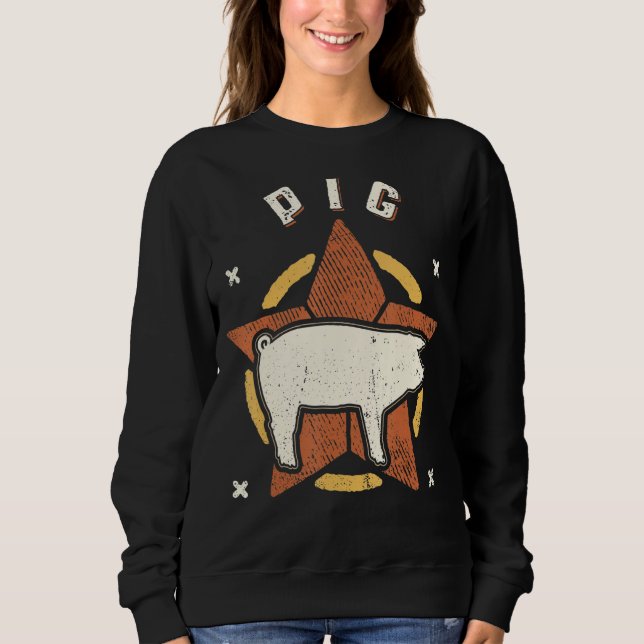 Sweatshirt Pig Vintage Retro Classic Animal (Devant)