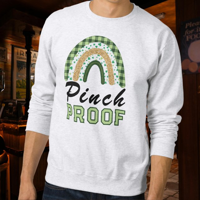 Sweatshirt Pinch Proof St Patrick's Day Green Rainbow Plaid (Créateur téléchargé)