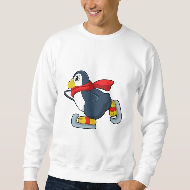 Sweatshirt Pingouin au patinage sur glace avec patins sur gla (Devant)
