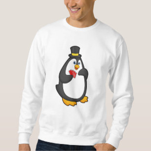 Sweatshirt Pingouin avec Casquette au Poker avec cartes de Po
